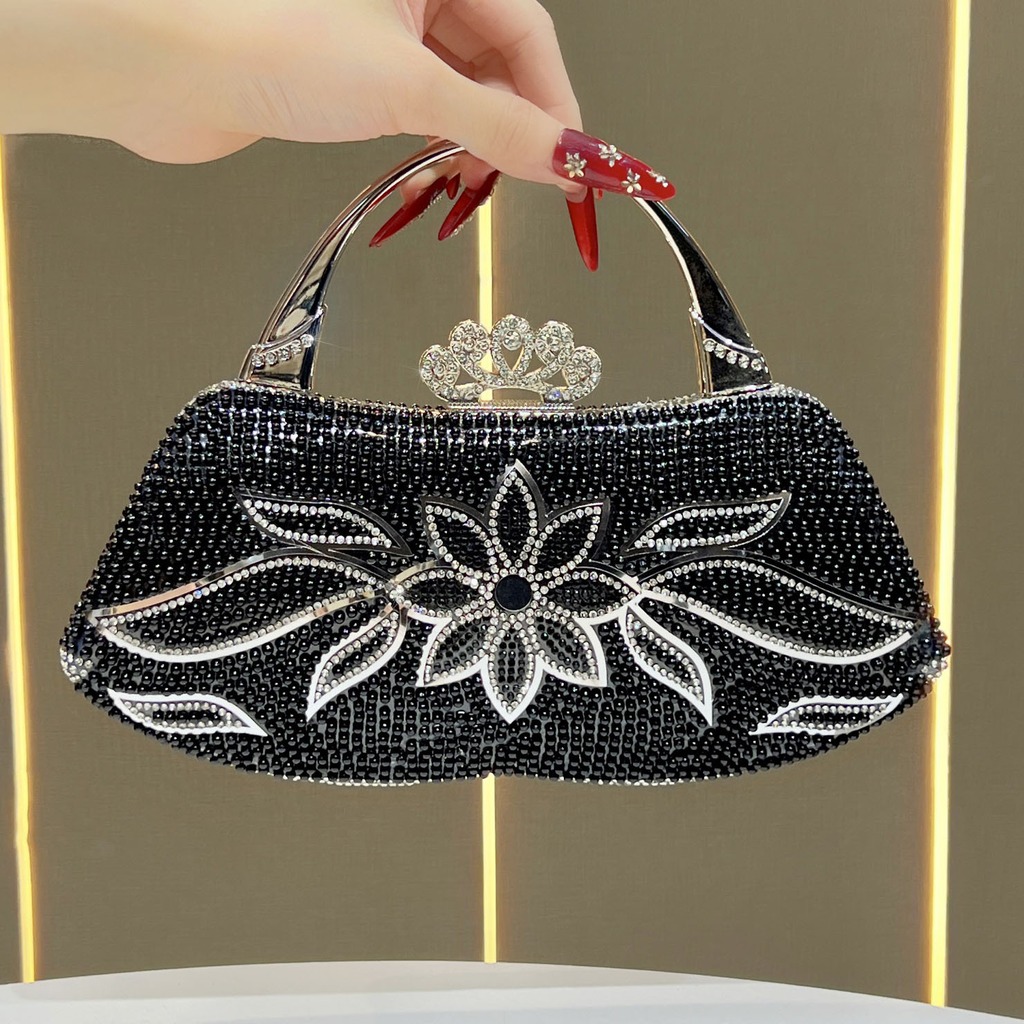 Structured Handbag Top Handle - イブニングクラッチバッグ 構造化されたバンケットハンドバッグ パールラインストーンバッグ レトロトップハンドルバッグ 日常の外出 結婚式の日用