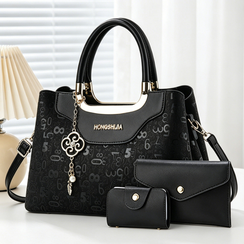 Luxury Bags In - 3ピースファッションレディースハンドバッグセット、女性用ライトラグジュアリーデジタルプリントクロスボディバッグ、大容量マルチポケットショルダーバッグ