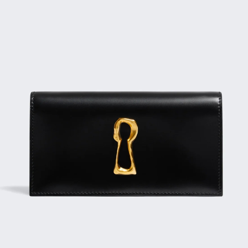 Luxury Bags 2026 Trends - 高級キーホールクラッチ女性 2026 トレンドファッションエレガントなパーティー結婚式ブライダル財布新しい黒フェイクレザーゴールドチェーンショルダーバッグ