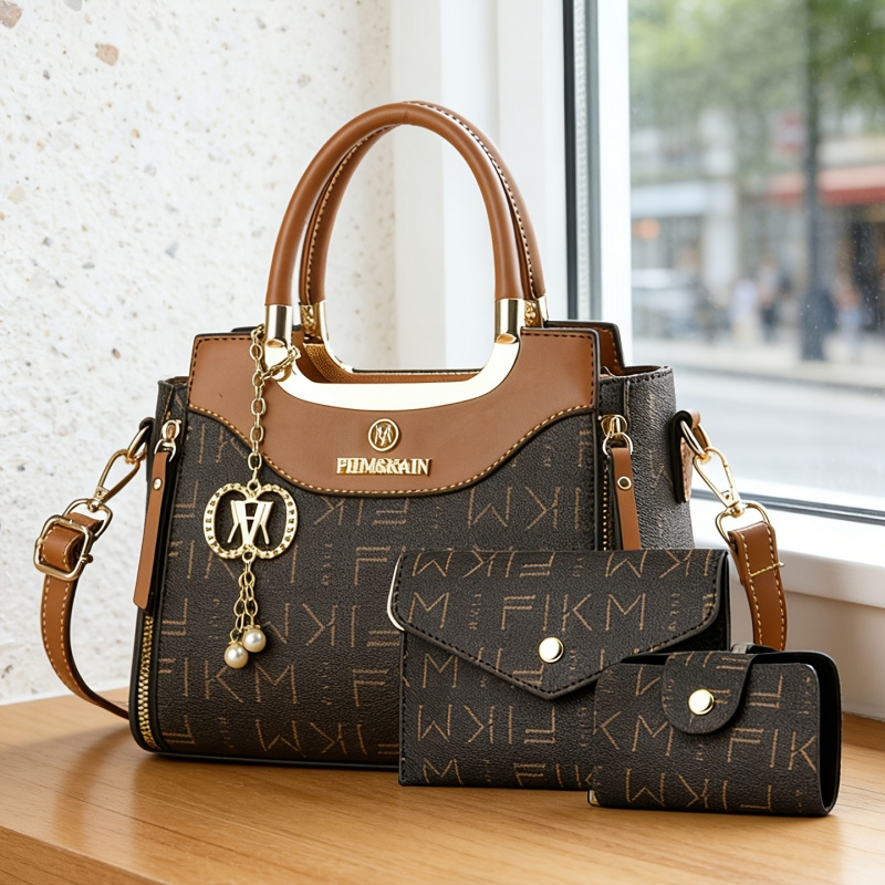 Luxury Bags In - 3点セットの高級感のあるプリントレターバッグ、プレミアムでおしゃれなレディースバッグ、通勤用大容量ハンドバッグ