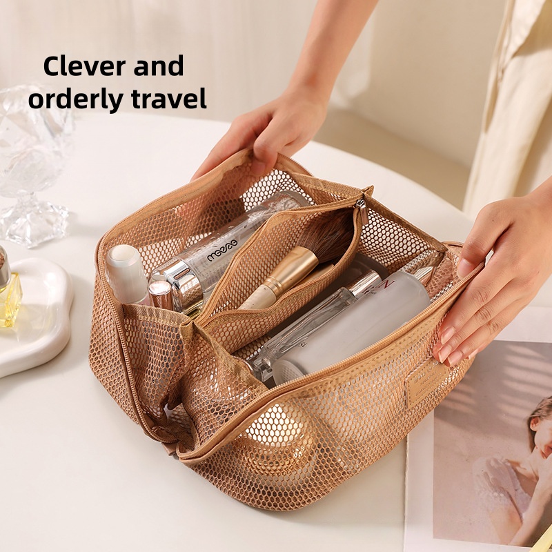 Luxury Bags China Wholesale - 卸売工場供給 シースルーメッシュ化粧品収納バッグ 携帯用大容量高級トラベルオーガナイザーバッグ 女性用
