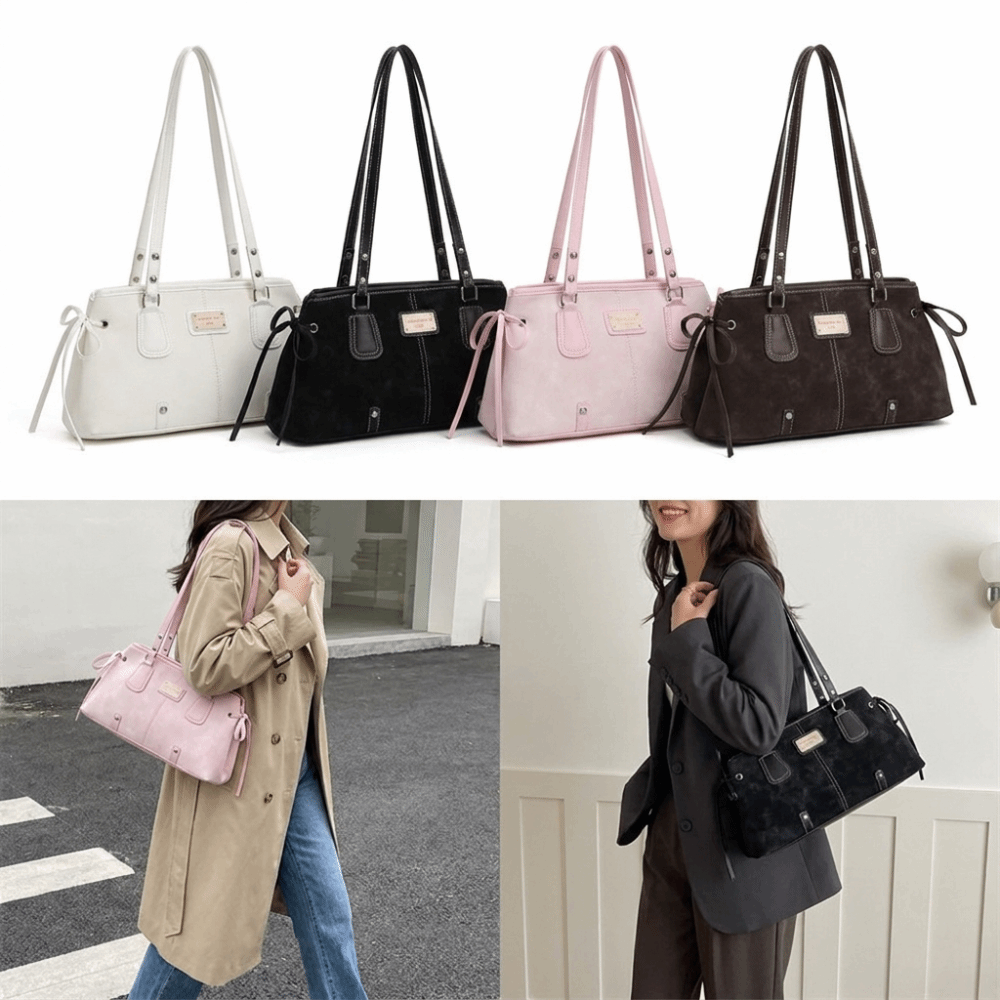 Structured Handbag Top Handle - ミニマリストフェイクレザートートバッグ ジップトップ構造ショルダーバッグ デュアルハンドル コントラストステッチ ハンドバッグ キャンパス用