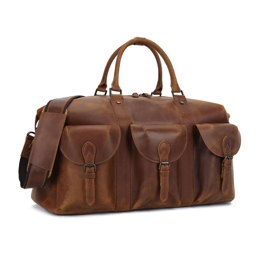 Luxury Bags Luggage - 男性と女性のためのクレイジーホースレザーラップトップハンドバッグ,大容量の屋外ラゲッジバッグ,クロスオーバーショルダーバッグ,高級トラベルバッグ,15.6