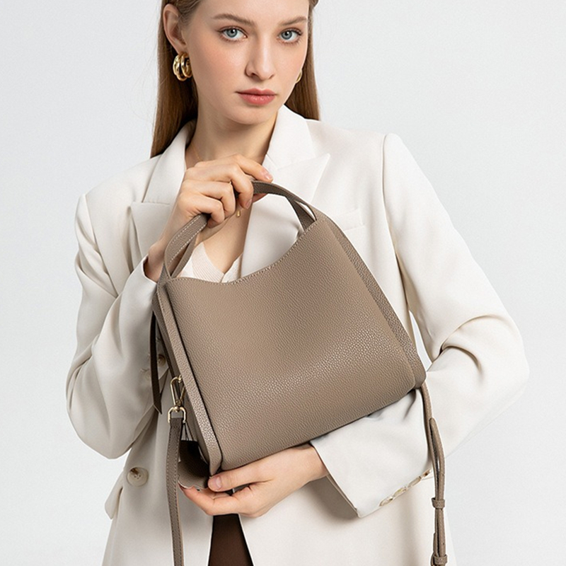 Structured Handbag Top Handle - BURMINSA 本物のペブルドレザーバケットバッグ女性の高級デザイナートップハンドルショルダークロスボディハンドバッグオフィス構造化財布