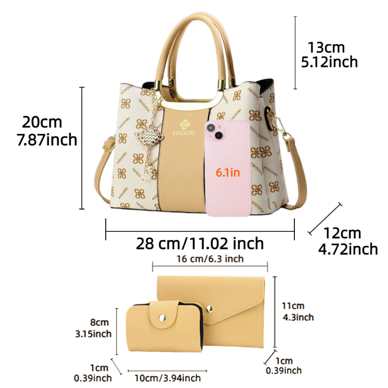 ライトラグジュアリー高級プリントハンドバッグ（女性用）、3ピ - Luxury Bags In のレビューと価格