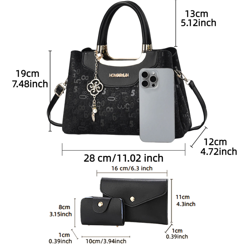 3ピースファッションレディースハンドバッグセット、女性用ライ - Luxury Bags In のレビューと価格