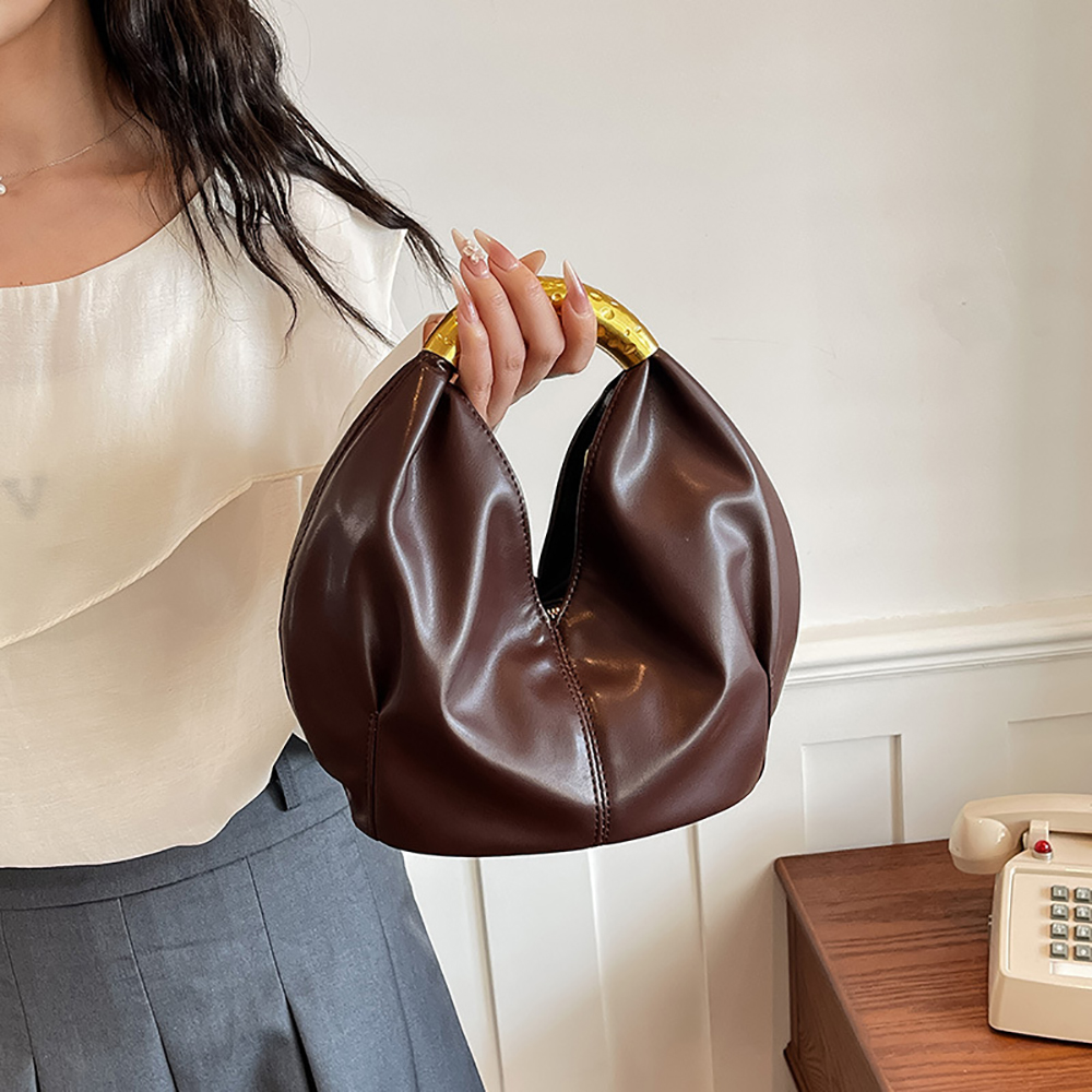 女性用スモールレザーゴールドハンドルハンドバッグレトロエレガ - Luxury Bags 2026 Trends のレビューと価格