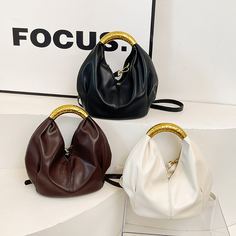 女性用スモールレザーゴールドハンドルハンドバッグレトロエレガ - Luxury Bags 2026 Trends のレビューと価格