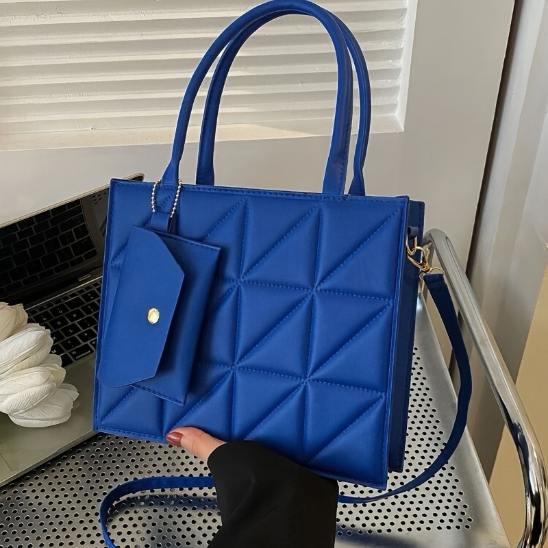 スタイリッシュなキルティングトートバッグ、取り外し可能なポー - Structured Handbag Top Handle のレビューと価格