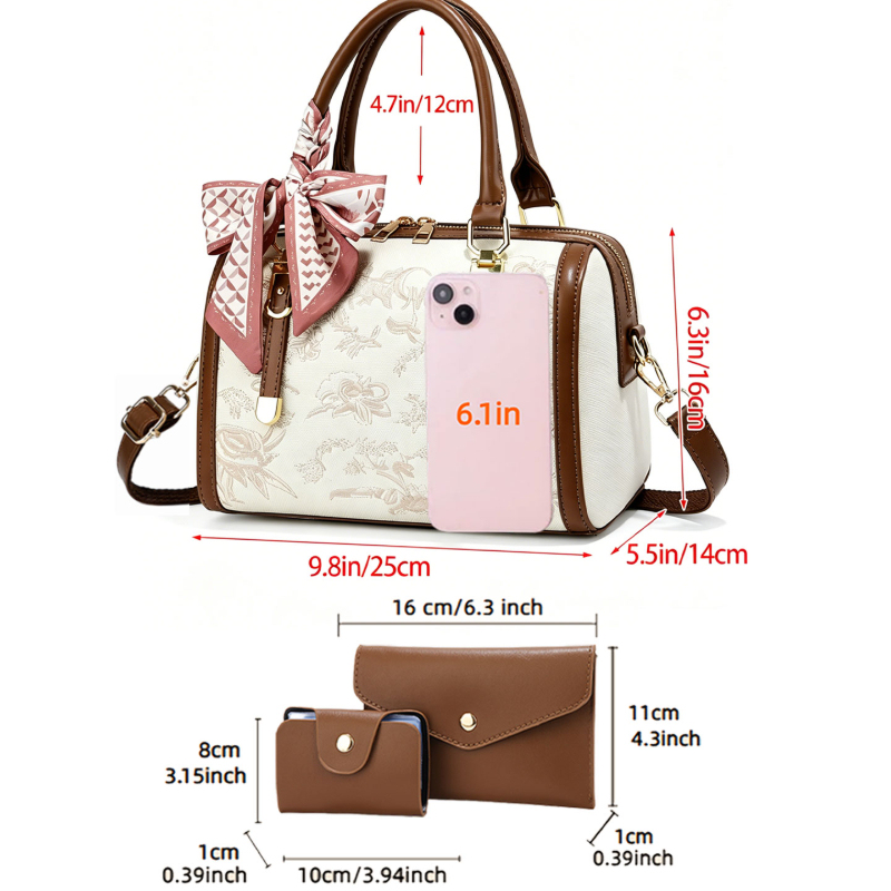 軽やかな高級感の刺繍入りレディースハンドバッグ、3点セットの - Luxury Bags In のレビューと価格