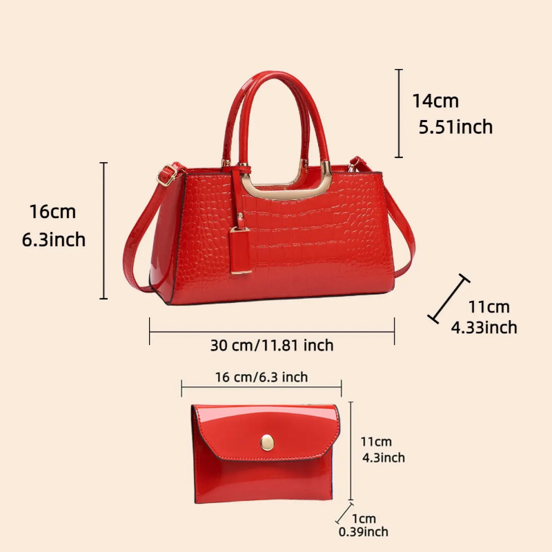 レディースハンドバッグセット、軽量高級PU素材クロスボディシ - Luxury Bags In のレビューと価格