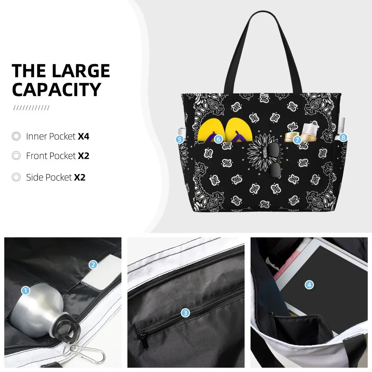 バンダナ柄カスタムビーチトートバッグ スポーツジムヨガダッフ - Luxury Yoga Bags のレビューと価格