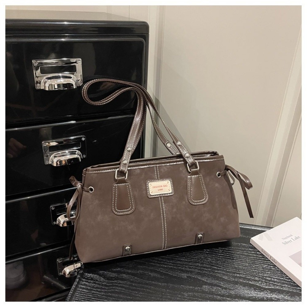 ミニマリストフェイクレザートートバッグ ジップトップ構造ショ - Structured Handbag Top Handle のレビューと価格