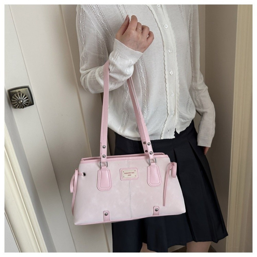 韓国風フェイクレザートートバッグ、ジップトップ、ダブルハンド - Structured Handbag Top Handle のレビューと価格