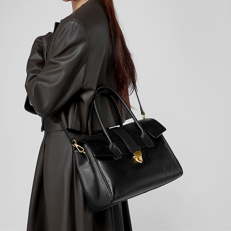 BURMINSA 本革トップハンドルバッグ女性用レトロ構造ワ - Structured Handbag Top Handle のレビューと価格