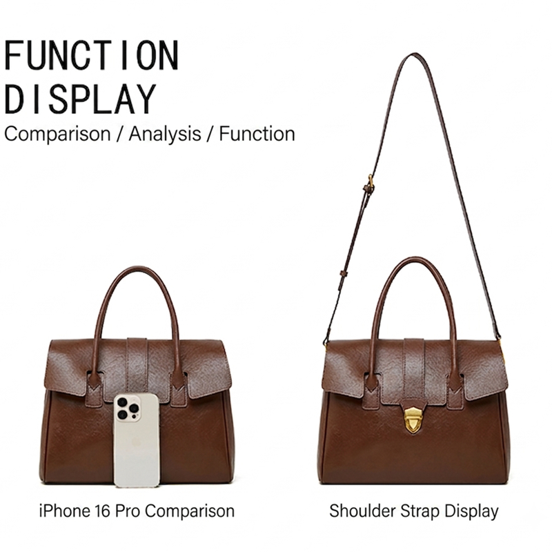 BURMINSA 本革トップハンドルバッグ女性用レトロ構造ワ - Structured Handbag Top Handle のレビューと価格