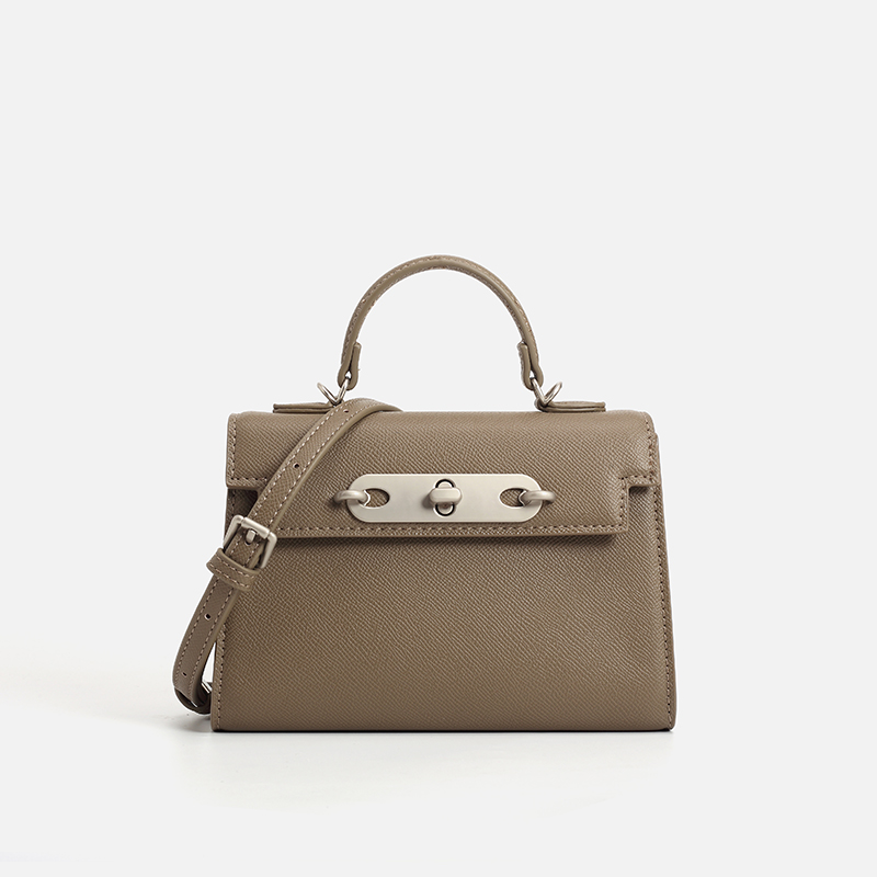 女性用トープサフィアーノレザートップハンドルバッグ、シルバー - Structured Handbag Top Handle のレビューと価格