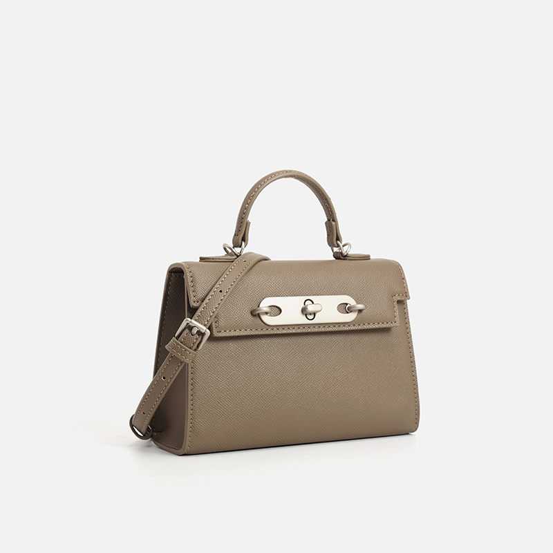 女性用トープサフィアーノレザートップハンドルバッグ、シルバー - Structured Handbag Top Handle のレビューと価格