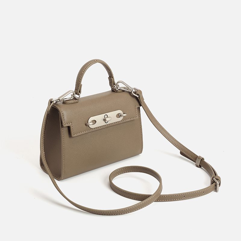 女性用トープサフィアーノレザートップハンドルバッグ、シルバー - Structured Handbag Top Handle のレビューと価格