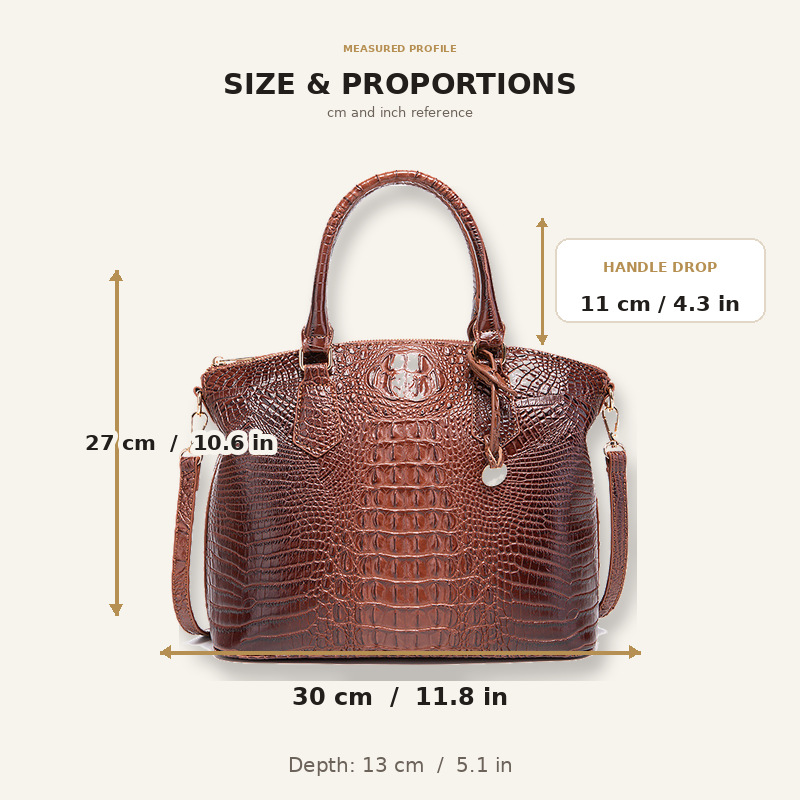レディース ヴィンテージ クロコダイル柄 ハンドバッグ マル - Structured Handbag Top Handle のレビューと価格