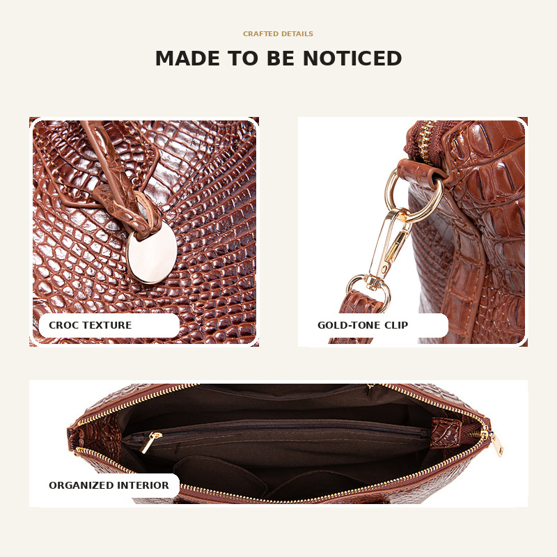 レディース ヴィンテージ クロコダイル柄 ハンドバッグ マル - Structured Handbag Top Handle のレビューと価格